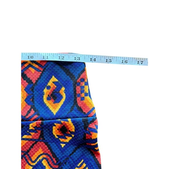 LuLaRoe Cassie Pencil Skirt In A Blue, Red, & Orange Aztec Print, size S - Picture 6 of 7